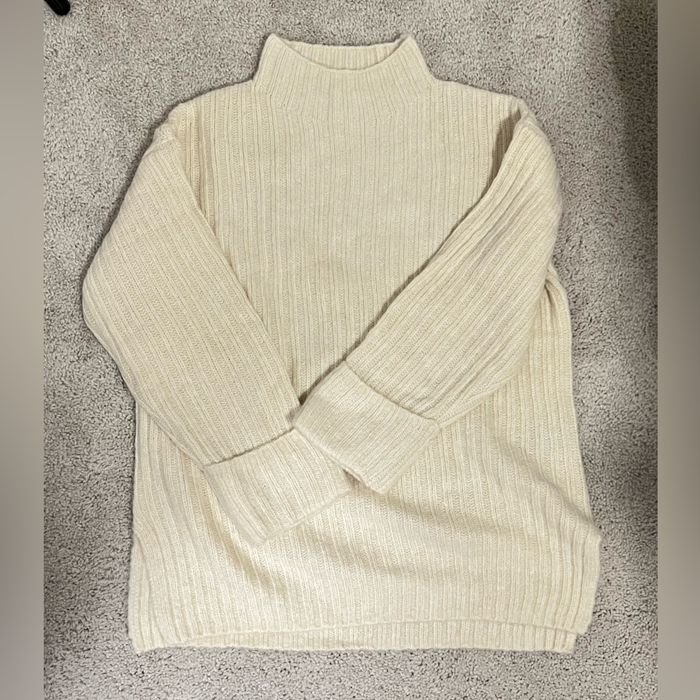 NWT Cozy Ivory Women’s Mock Neck Tunic Sweater with Cuffed sleeves